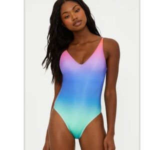 Beach Riot Color Radiant One Piece Swimsuit Ombre Pink, Blue & Aqua